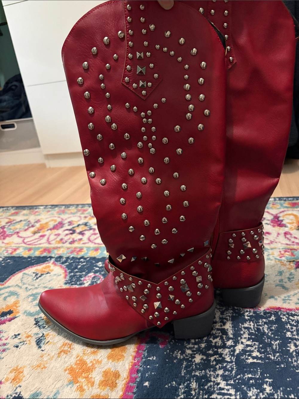 Studded Red Women's Cowboy Boots